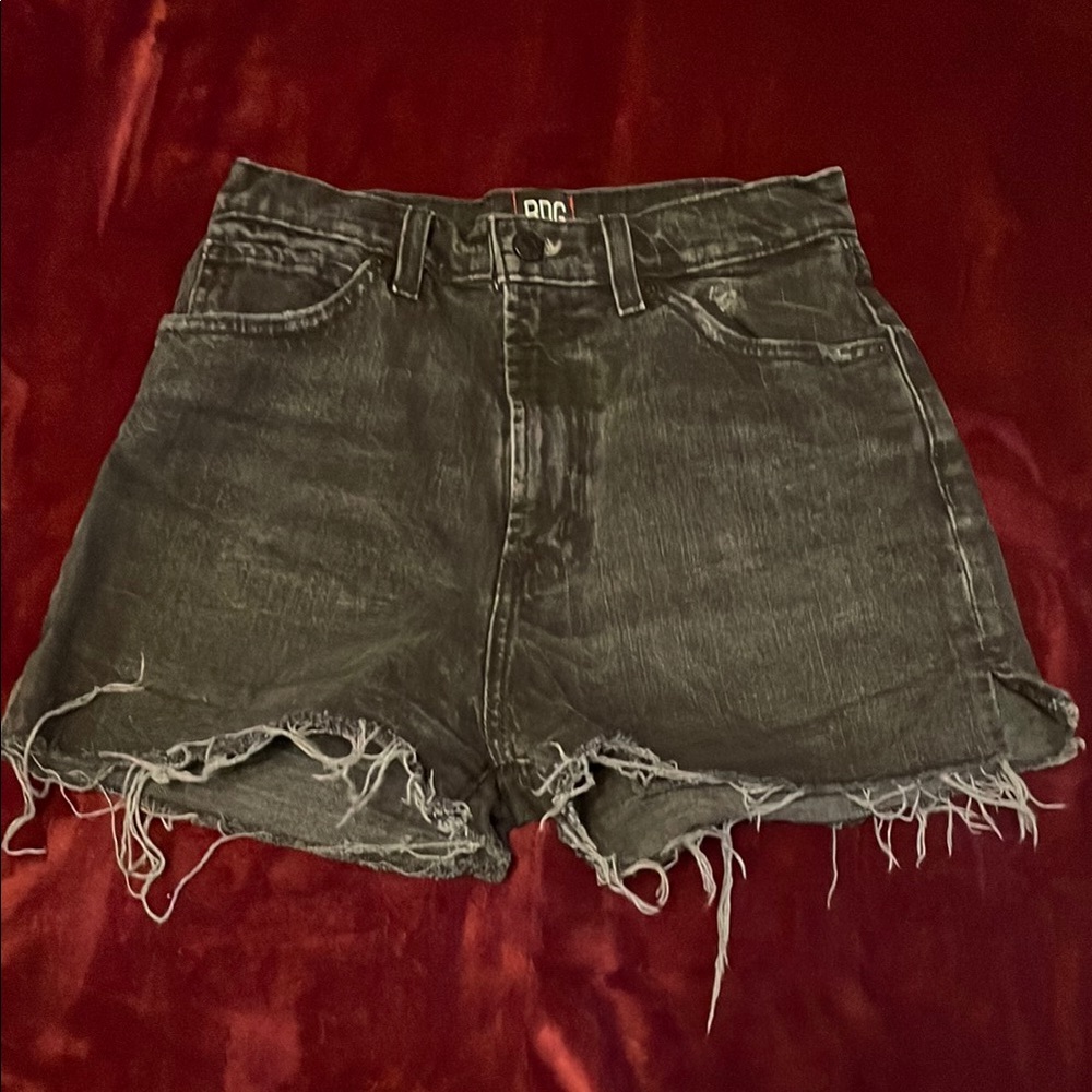 BDG Charcoal Frayed Jean Shorts Black 26”